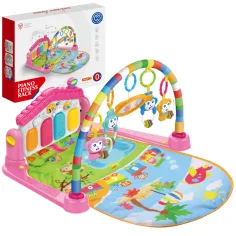 Alfombra de juego de animales alegres rosa con piano para bebés 64x78cm