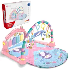 Alfombra de juego musical y de actividades Baby Fitness con piano de pies en color rosa