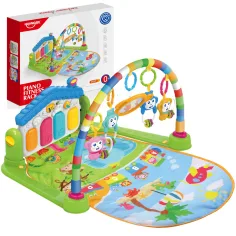 Alfombra de juego verde de animales alegres con piano para bebés 64x78cm