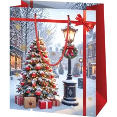 Ambiente navideño en la calle bolsa de regalo exclusiva 26x13x33cm