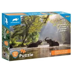 Animal Planet: Elefantes en el lago puzzle de 1000 piezas