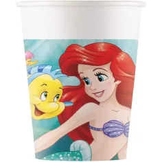 Ariel la sirenita set de 8 vasos de papel 200ml