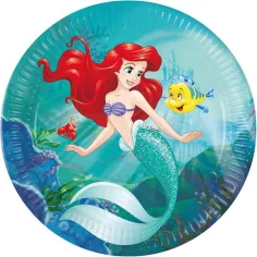 Ariel la sirenita set de platos de papel de 8 piezas de 23 cm