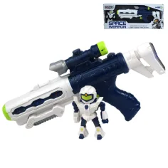 Arma Espacial: Arma de proyector con figura de robot, luz y sonido 34cm