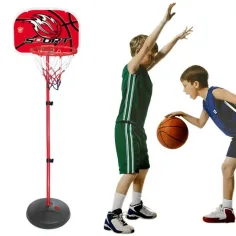 Aro de baloncesto ajustable con soporte y balón 120-150 cm