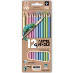 Ars Una: 12 lápices de colores triangulares de colores pastel con sacapuntas