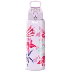 Ars Una: 3D Beach Flowers lila botella de metal de doble pared 700ml