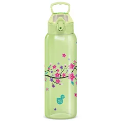 Ars Una: 3D Snow Flower botella verde con flores BPA-free 700 ml
