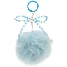 Ars Una: Bolsa con pompón y lazo de perlas - azul