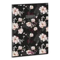Ars Una: Cuaderno a cuadros negro floral extra con ganchos A/4