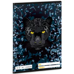 Ars Una: Cuaderno de líneas con estampado de pantera negra para 3er grado A/5 12-32