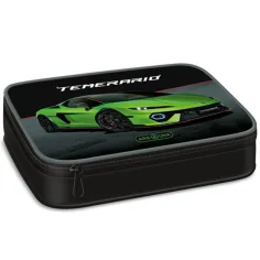 Ars Una: Estuche de lápices de múltiples niveles con diseño de Lamborghini verde 15,5x22,5x4,5cm