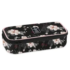 Ars Una: Estuche de lápices negro floreado para adolescentes 22,5x6x11,5cm
