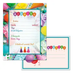 Ars Una: Invitaciones de fiesta con globos con sobre 10 unidades