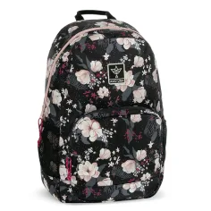 Ars Una: Mochila escolar Flowery Black con flores AU-14, mochila 32x51x25cm
