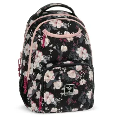 Ars Una: Mochila escolar Flowery Black con flores AU-6, mochila 34x45x26cm