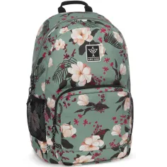 Ars Una: Mochila escolar verde floreada AU-14 32x51x25cm