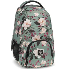 Ars Una: Mochila escolar verde floreada AU-2 32x46x22cm