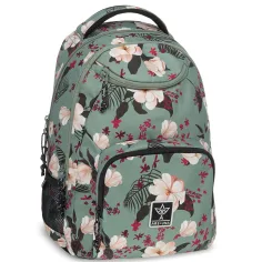 Ars Una: Mochila escolar verde floreada AU-6 34x45x26cm