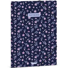 Ars Una: Navy bloom carpeta elástica con flores tamaño A/4