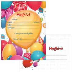 Ars Una: Set de invitaciones de 10 unidades con globos de colores y sobres