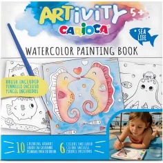 ARTivity: Libro de colorear de acuarelas de animales marinos con pincel – Carioca
