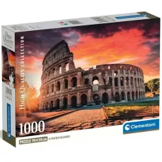 Atardecer en Roma rompecabezas de 1000 piezas con póster - Clementoni
