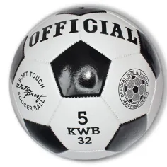 Balón de fútbol de cuero sintético negro y blanco de 23 cm