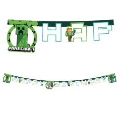 Banner de fiesta con diseño de Minecraft 200cm