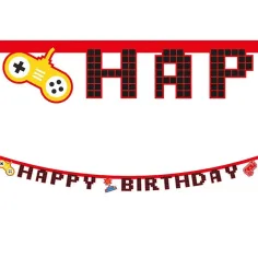 Banner de fiesta con diseño gamer 200cm