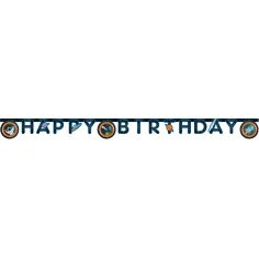 Banner de fiesta de cumpleaños "Happy Birthday" de aventura espacial