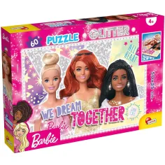 Barbie amigas rompecabezas de glitter de 60 piezas 50x35cm - Lisciani