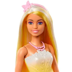 imagen de Barbie Dreamtopia: Muñeca princesa en vestido amarillo-rosa con mariposas - Mattel 3