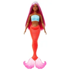 imagen de Barbie Dreamtopia: Muñeca sirena con cabello rosa y cola color coral - Mattel 2
