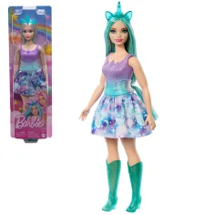 Barbie Dreamtopia: Muñeca unicornio en vestido azul y morado - Mattel