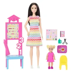 imagen de Barbie maestra muñeca de carrera set de juego con niña rubia - Mattel 2