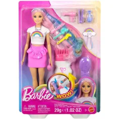 Barbie: Muñeca de Cabello Arcoíris Brillante con Accesorios - Mattel