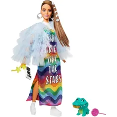 imagen de Barbie: Muñeca extravagante con vestido de arcoíris - Mattel 2