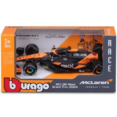 Bburago: McLaren MCL38 Gran Premio de Miami 2024 coche de carrera modelo de metal 1/43 (Oscar Piastri #81)