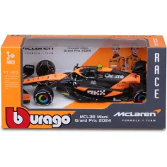 Bburago: McLaren Racing MCL38 (2024) coche de carreras F1 modelo de metal 1/43 (Lando Norris #4)