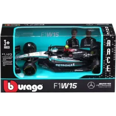 Bburago: Mercedes-AMG F1 W15 Performance coche de carreras de metal modelo 1/43 (Lewis Hamilton #44)