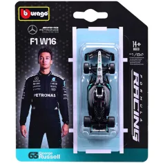 Bburago: Mercedes-AMG Petronas F1 W16 F1 (2025/) coche de carreras modelo de metal 1/64 (George Russel #68)