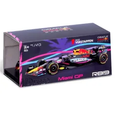imagen de Bburago: Red Bull RB19 F1 coche de carreras modelo de metal 1/43 (Max Verstappen #1, edición especial Miami GP, con casco) 4