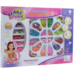 Beads Series: Set de creación de joyas con cuentas, goma para el cabello y pinza para el cabello con más de 200 cuentas