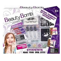 Beauty Bomb Tini gran set de tatuajes de purpurina con mechones de cabello de colores