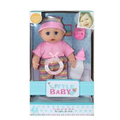 Bebé con camiseta rosa y accesorios de 30cm