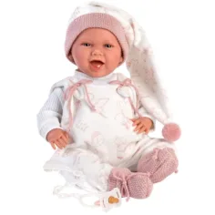 Bebé llorón recién nacido con gorro rosa de 40 cm