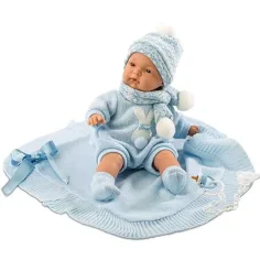 Bebé niño recién nacido con manta azul 38cm