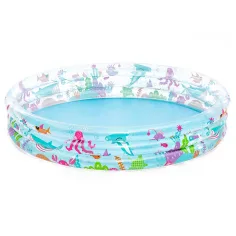 Bestway: Piscina inflable transparente de tres anillos con diseño de mundo acuático 183x33cm