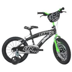 Bicicleta BMX negra-verde para niños tamaño 14 - bicicleta Dino Bikes